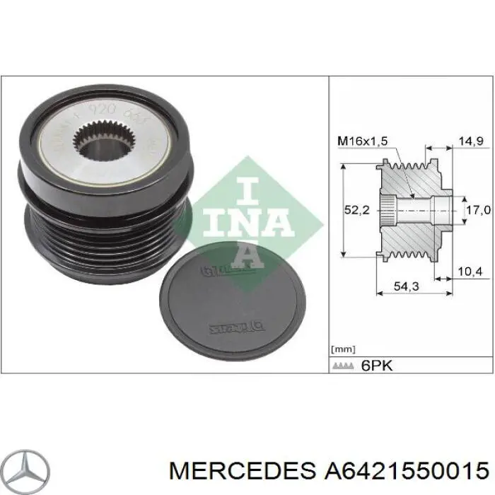 Polea rueda libre Mercedes A6421550015 precio, desde 11,20 EUR