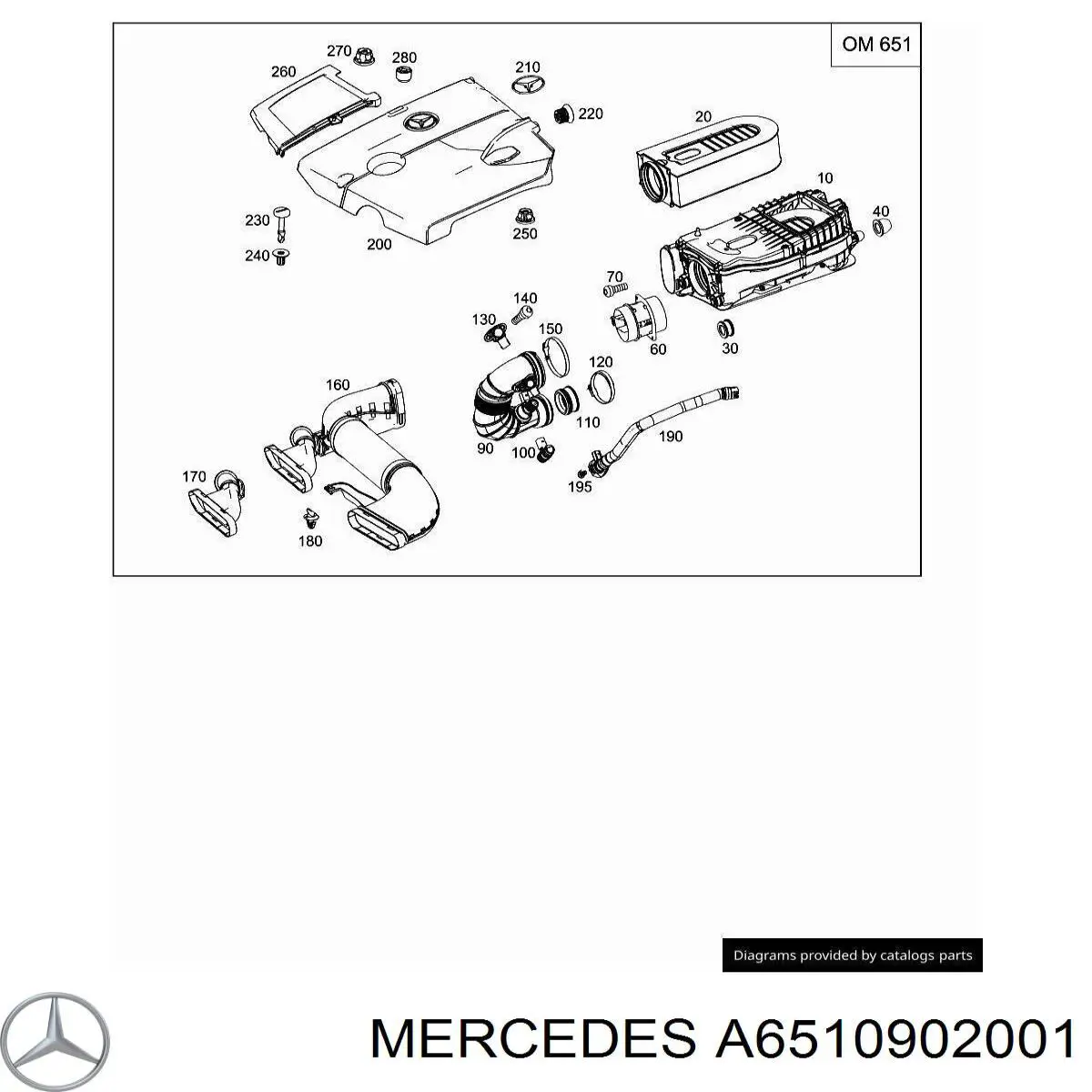 A6510902001 Mercedes casco de filtro de aire