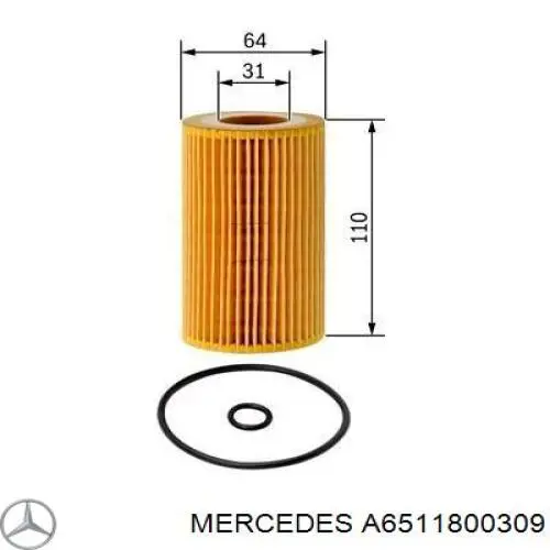 A6511800309 Mercedes filtro de aceite