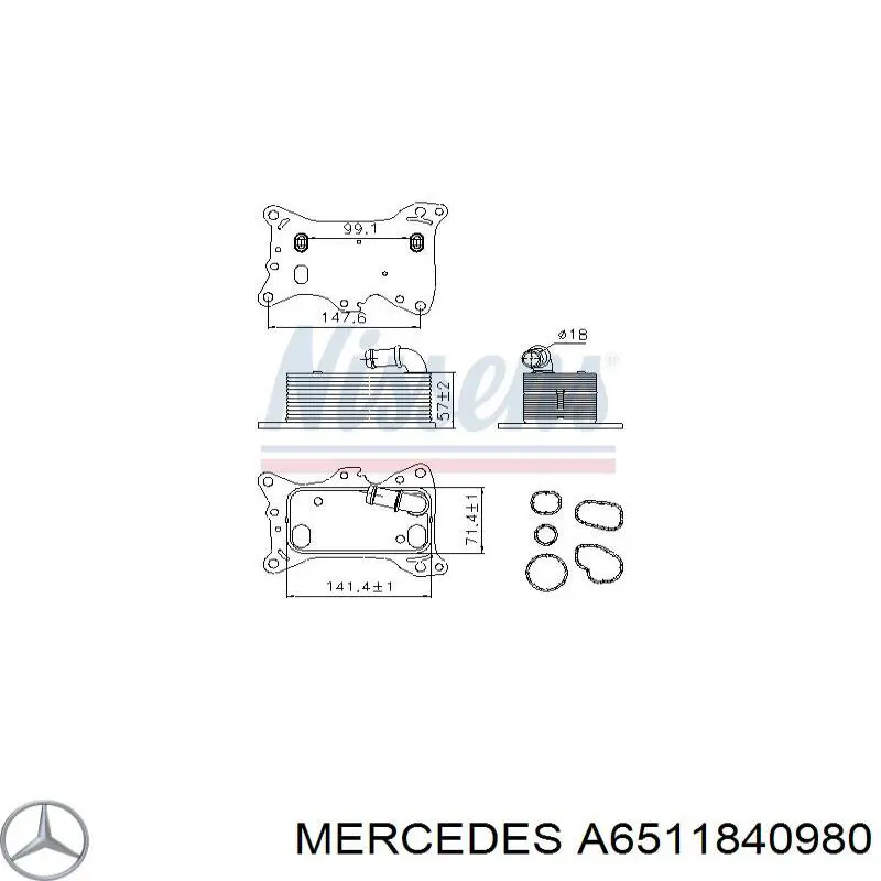 A6511840980 Mercedes junta de radiador de aceite