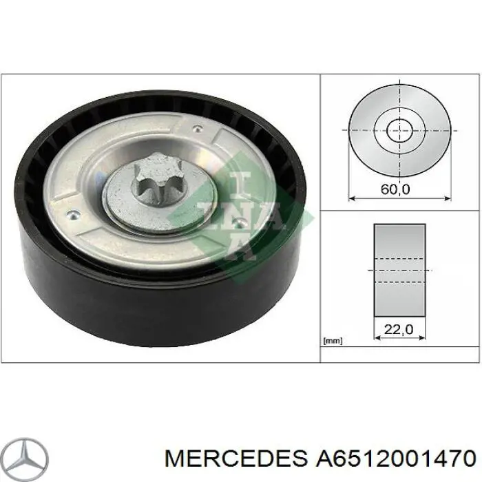 A6512001470 Mercedes polea inversión / guía, correa poli v