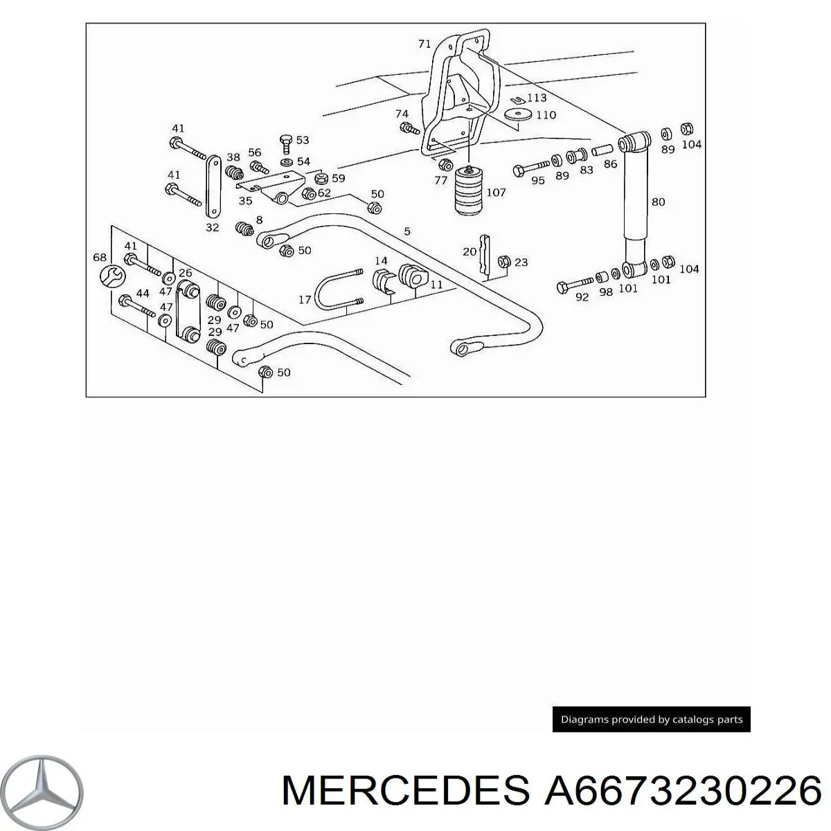 A6673230226 Mercedes soporte del estabilizador delantero