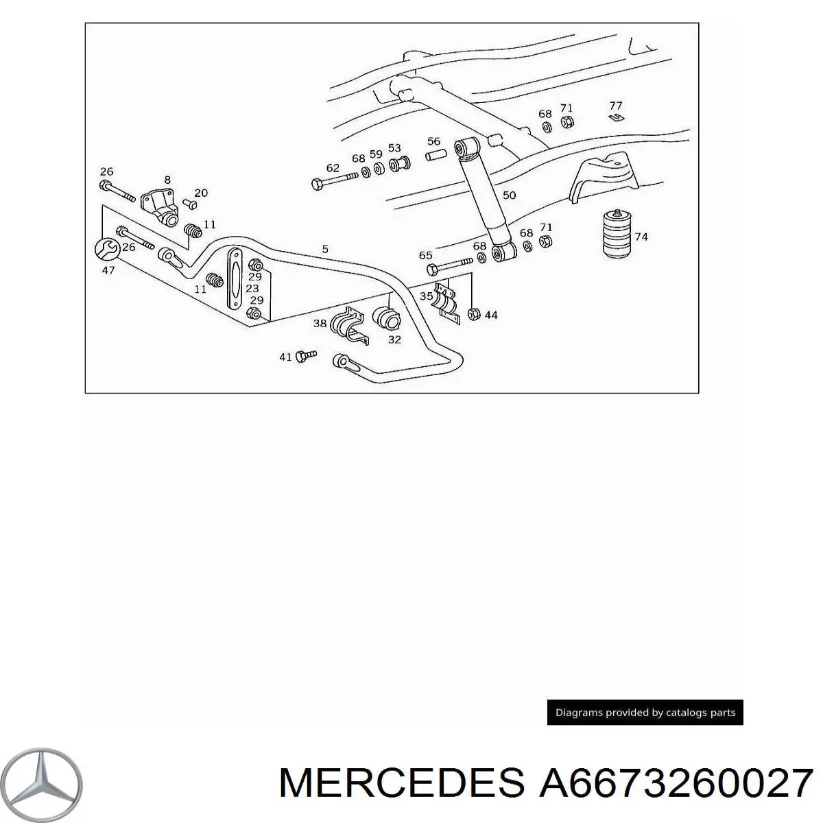 6673260027 Mercedes abrazadera para montaje de casquillos estabilizadores traseros