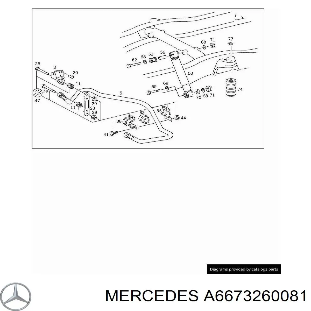 A6673260081 Mercedes casquillo de barra estabilizadora trasera