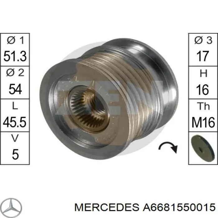A6681550015 Mercedes polea alternador