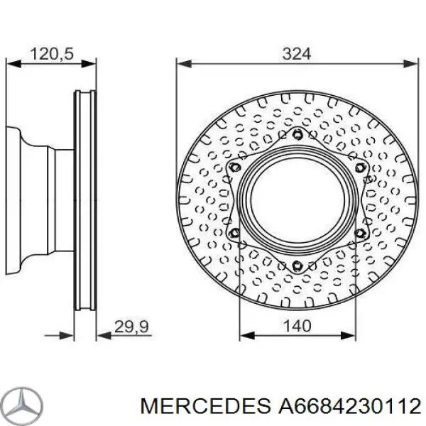 A6684230112 Mercedes disco de freno trasero