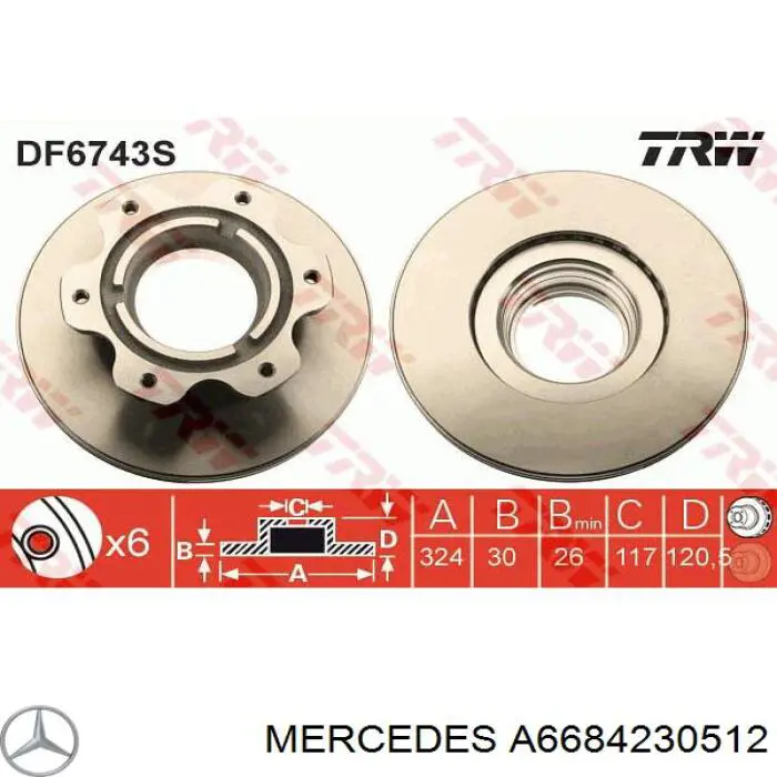 A6684230512 Mercedes Freno de disco trasero