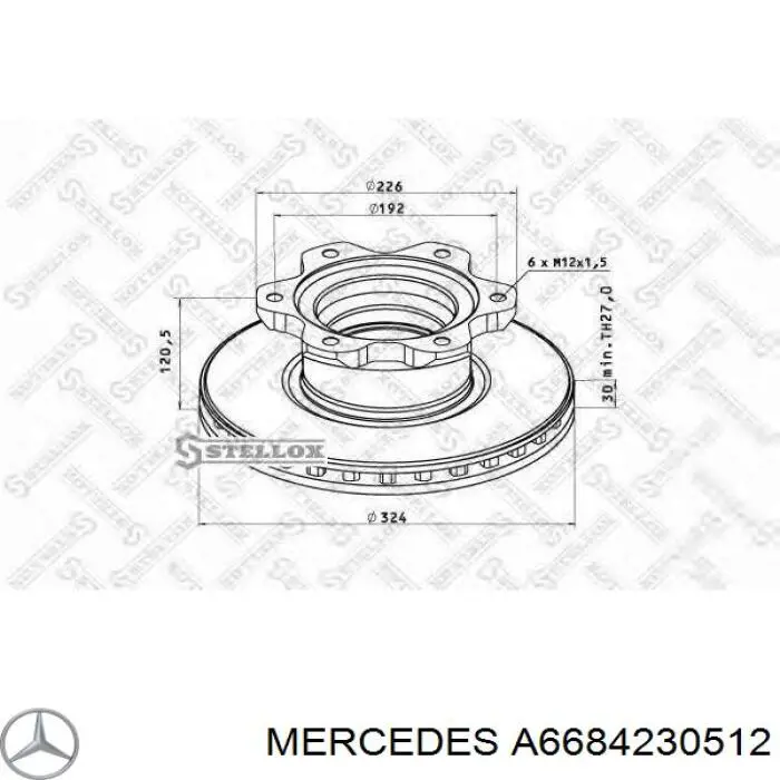 Disco de freno trasero Mercedes A6684230512 precio, desde 75,69 EUR