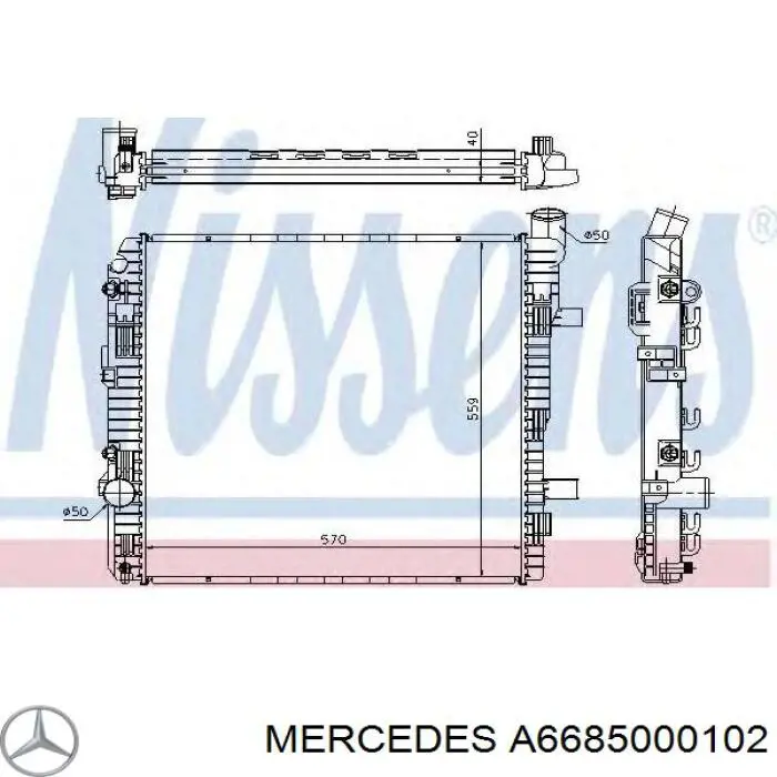 A6685000102 Mercedes radiador