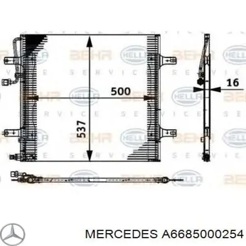 A6685000254 Mercedes condensador aire acondicionado