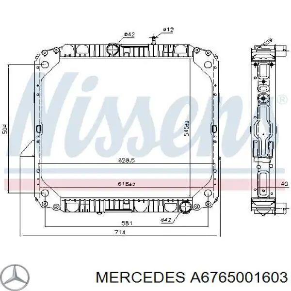 A6765001603 Mercedes radiador refrigeración del motor