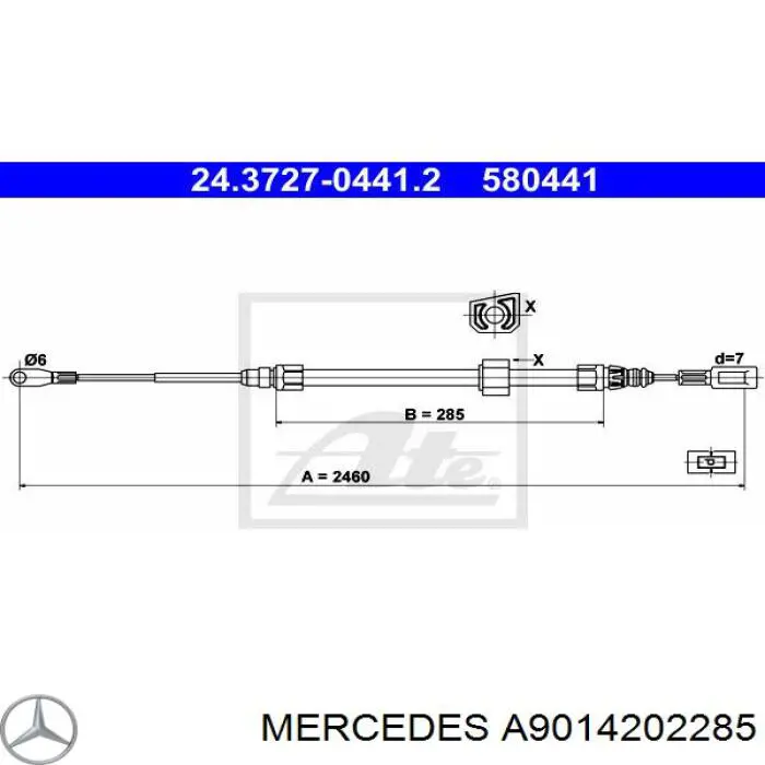 A9014202285 Mercedes cable de freno de mano delantero
