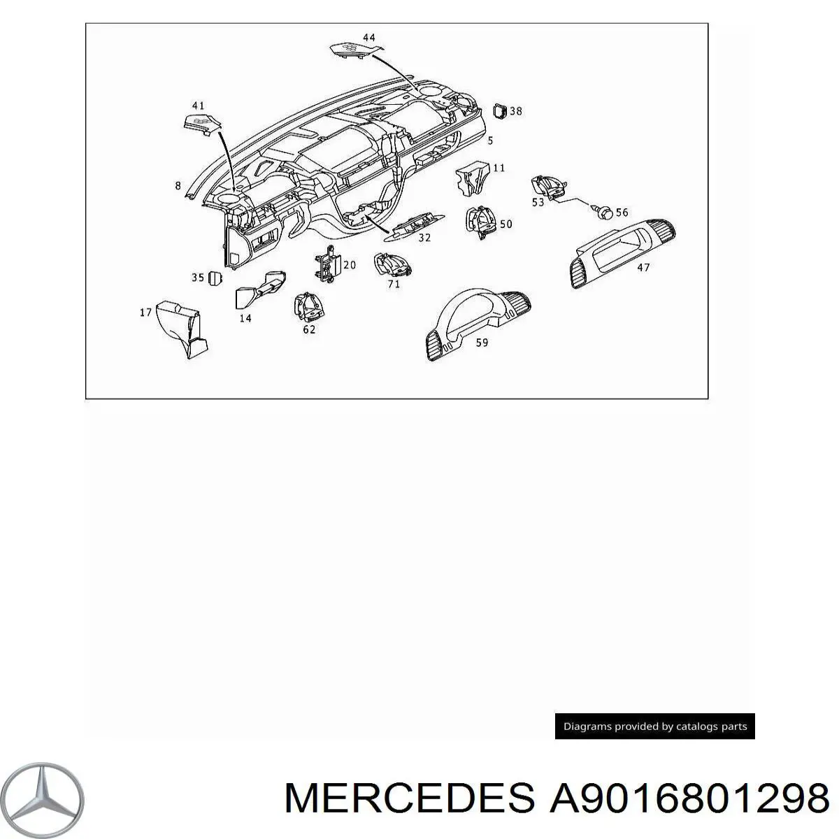 A9016801298 Mercedes tapa de guantera