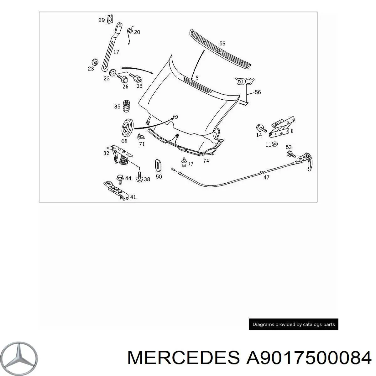 A9017500084 Mercedes cierre de capó