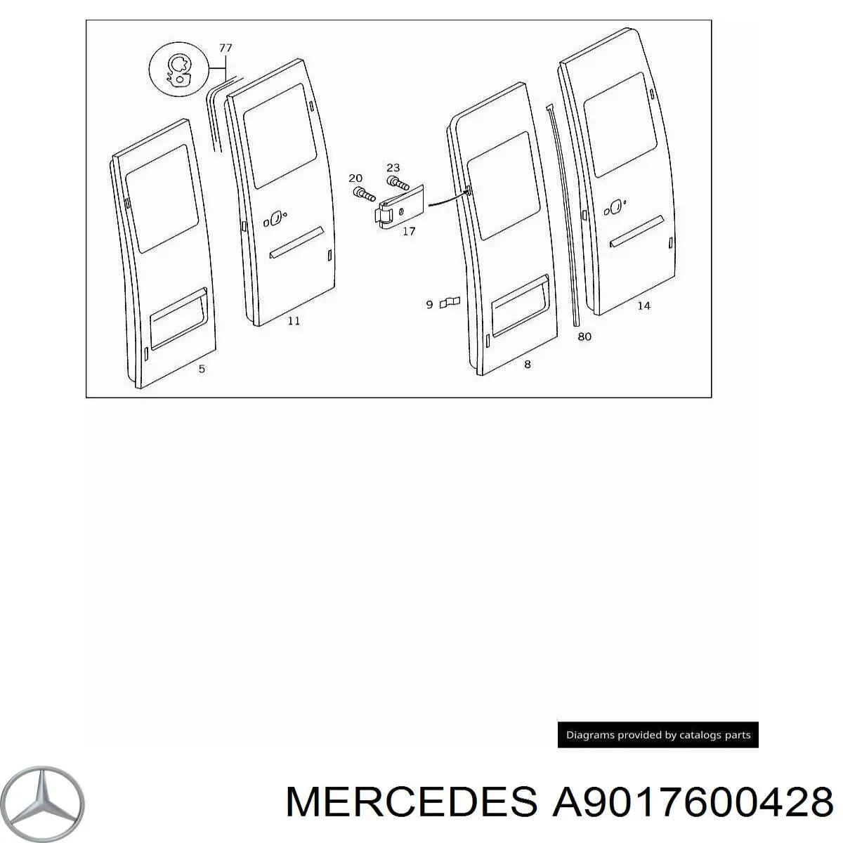 A9017600428 Mercedes asegurador puerta de maletero (furgoneta)