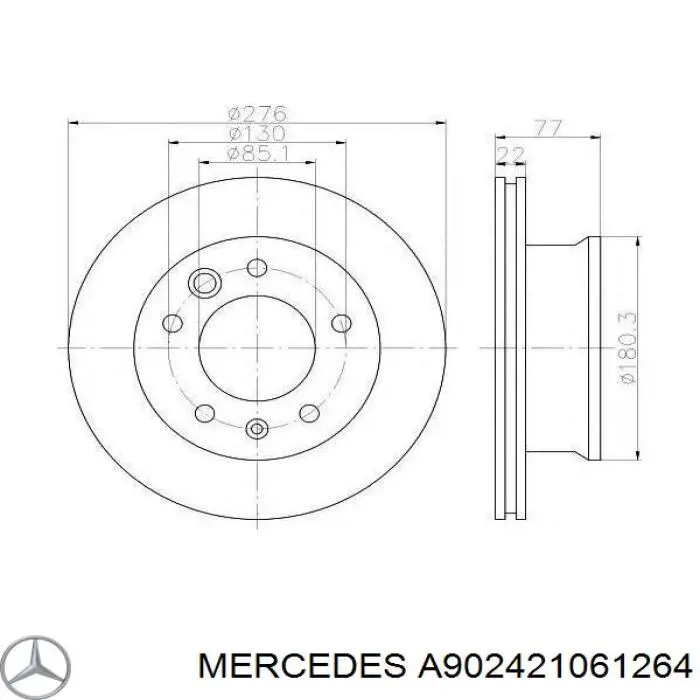 A902421061264 Mercedes disco de freno delantero