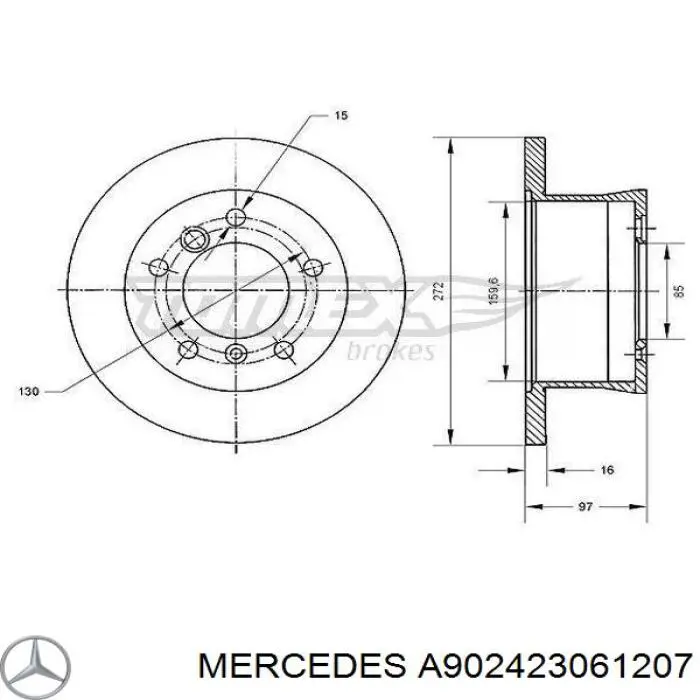 Disco de freno trasero Mercedes A902423061207 precio, desde 38,17 EUR