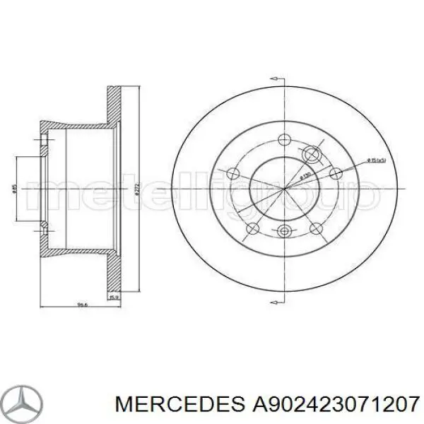 Comprar A902423071207 Mercedes Disco de freno trasero