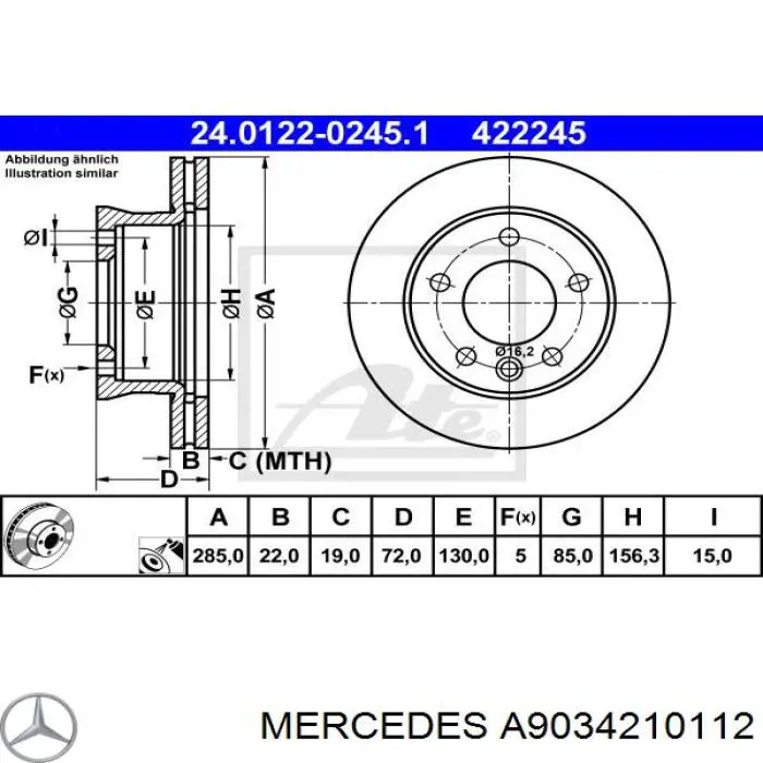 A9034210112 Mercedes freno de disco delantero