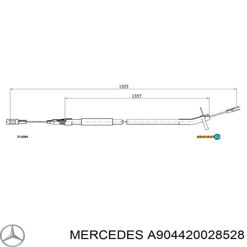 A904420028528 Mercedes cable de freno de mano trasero derecho