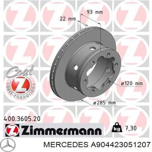 Disco de freno trasero Mercedes A904423051207 precio, desde 42,84 EUR