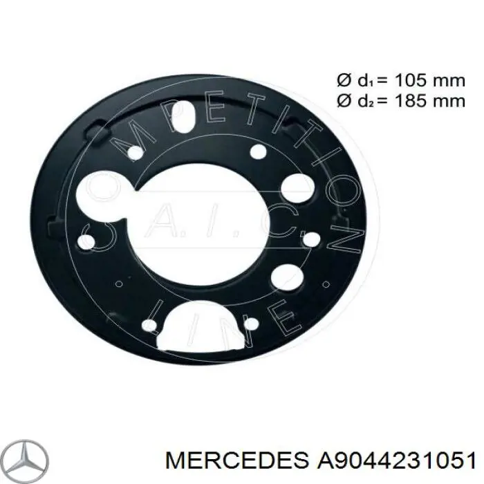 A9044231051 Mercedes chapa protectora contra salpicaduras, disco de freno trasero izquierdo