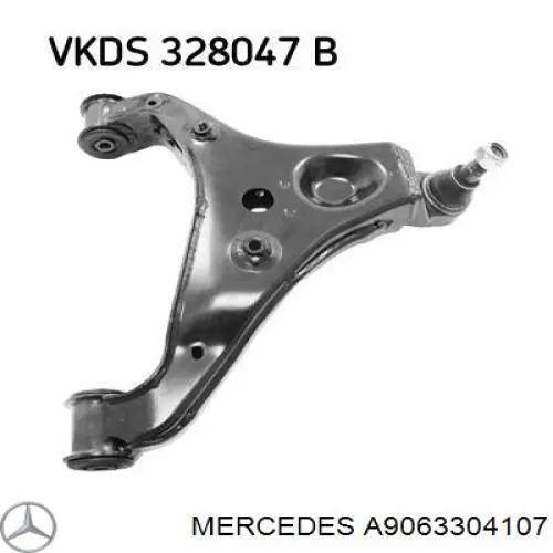 A9063304107 Mercedes barra oscilante, suspensión de ruedas delantera, inferior derecha