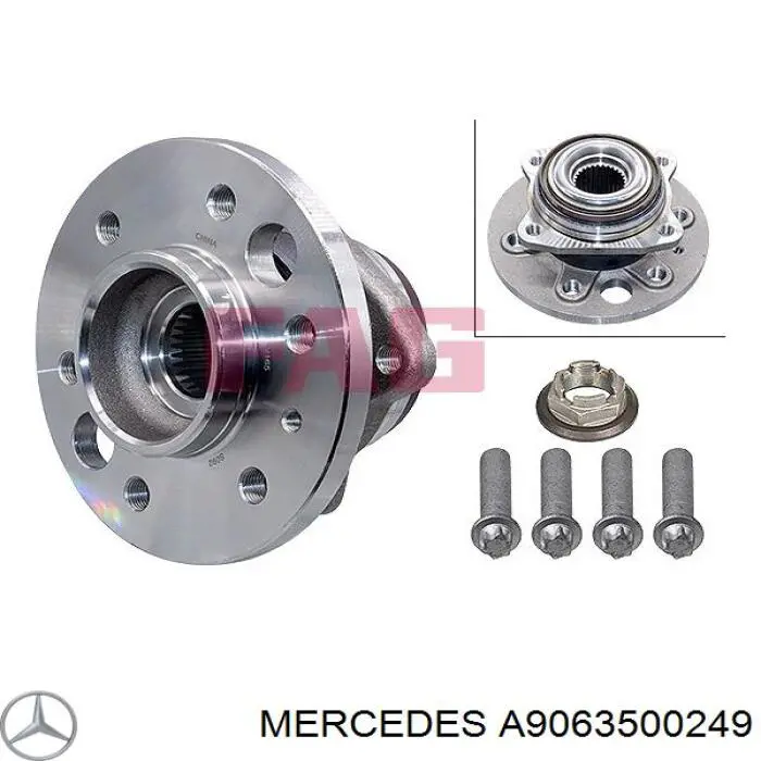 A9063500249 Mercedes cubo de rueda trasero