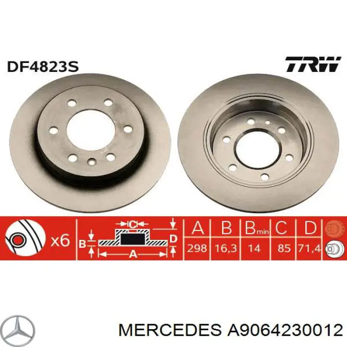 A9064230012 Mercedes disco de freno trasero
