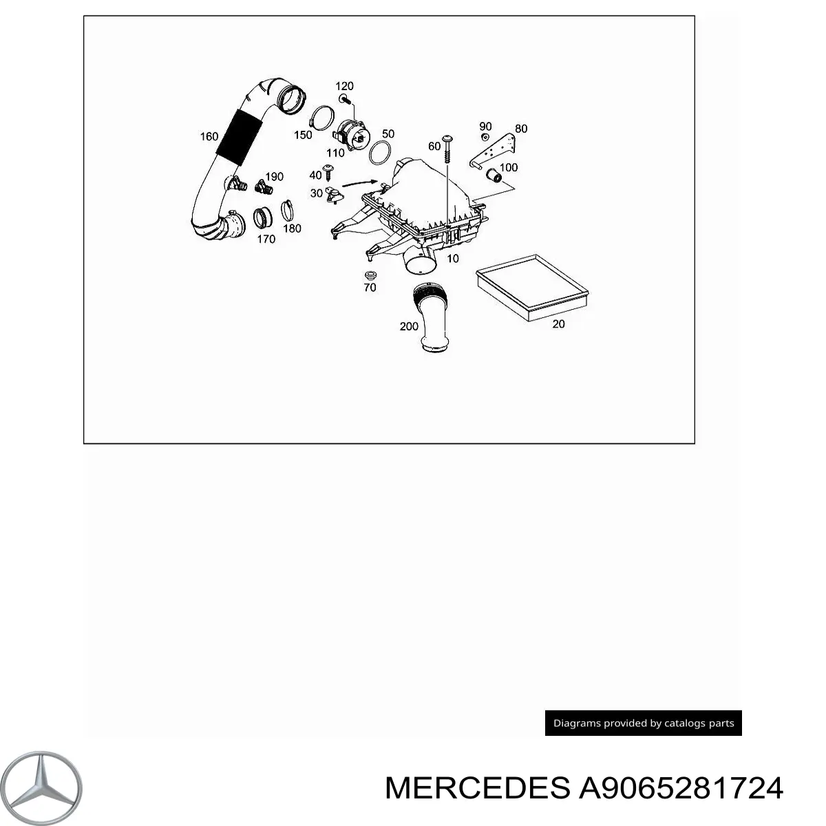Conducto de aire, salida del filtro de aire Mercedes A9065281724