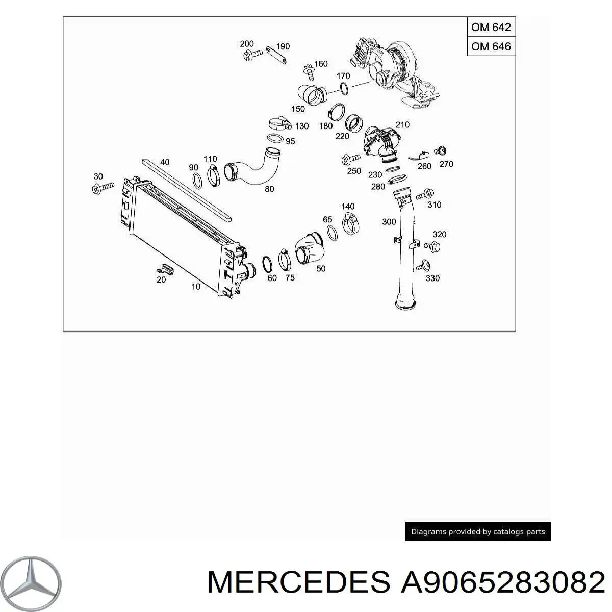 A9065285482 Mercedes tubo flexible de aire de sobrealimentación derecho