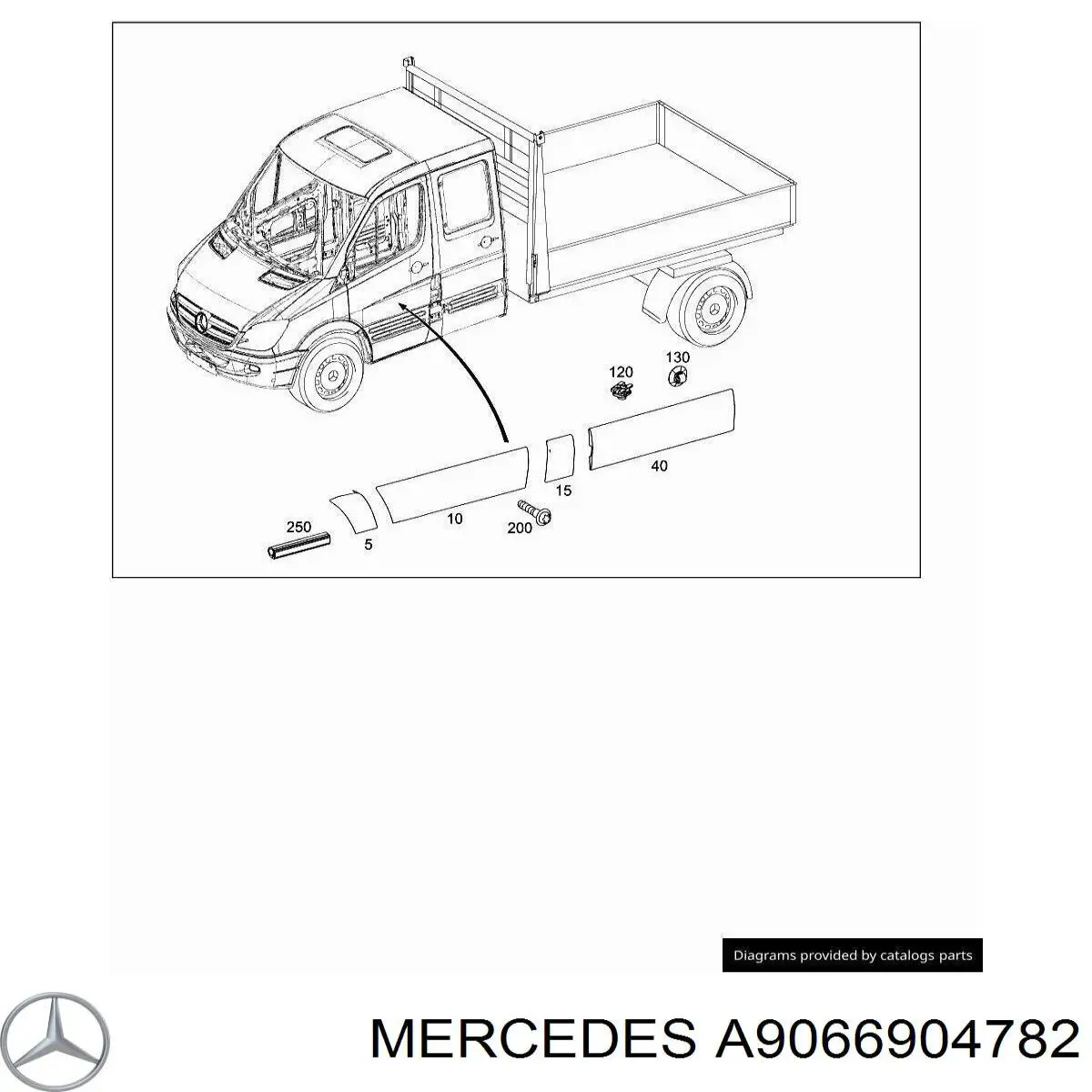 Moldura del guardabarros delantero izquierdo Mercedes A9066904782