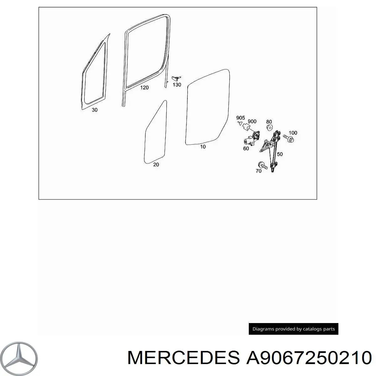 A9067250210 Mercedes Luna de puerta delantera izquierda