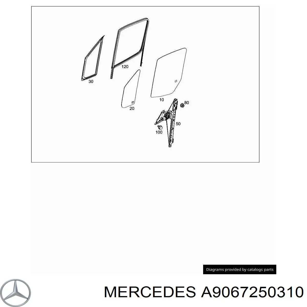 Luna de puerta del pasajero delantero para Mercedes Sprinter (906)
