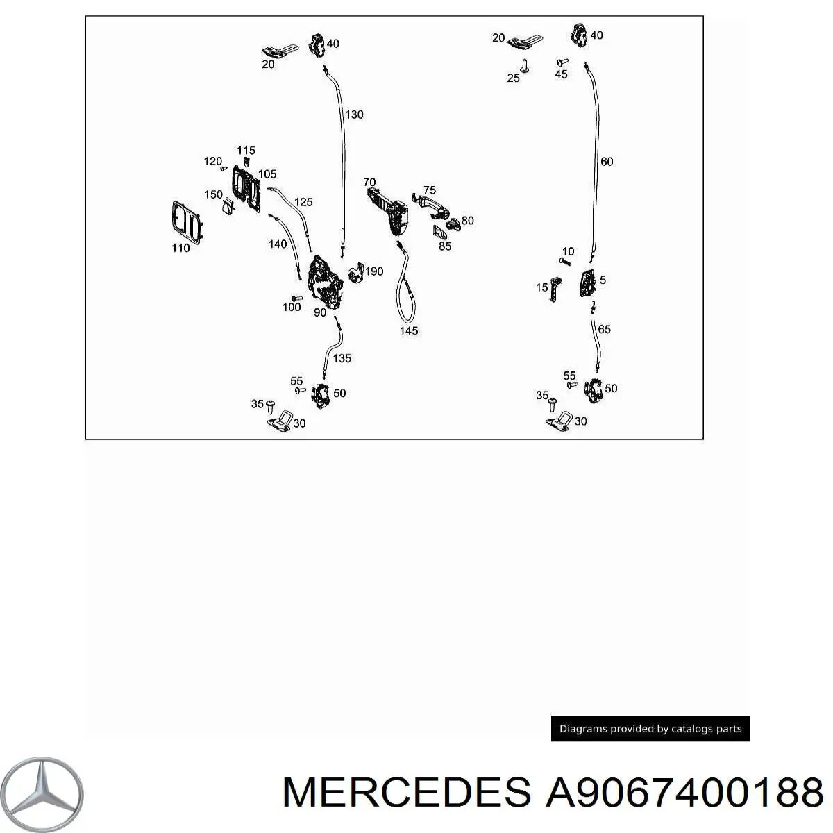 Manija interior izquierda de puerta trasera batiente Mercedes A9067400188