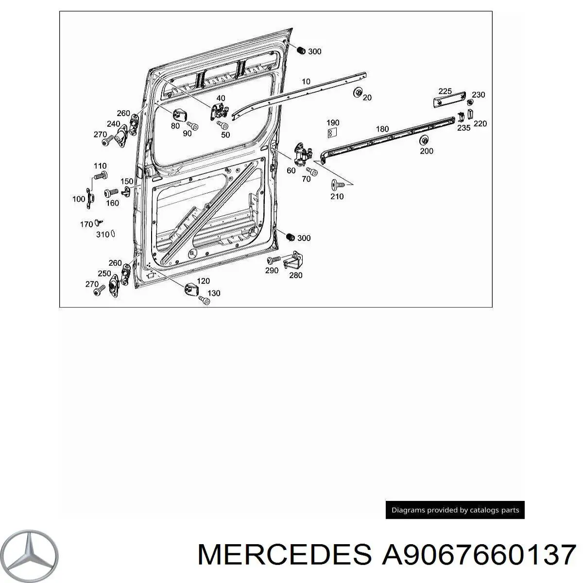 A9067660137 Mercedes carril guía de puerta corrediza, superior derecho