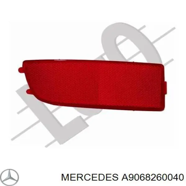 A9068260040 Mercedes reflector, parachoques trasero, izquierdo