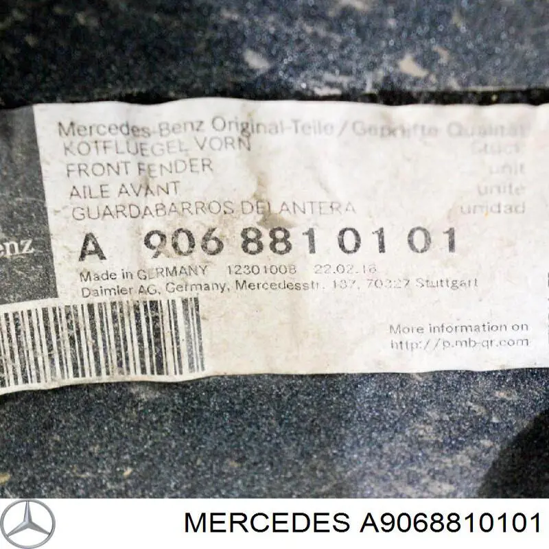A9068810101 Mercedes guardabarros delantero izquierdo