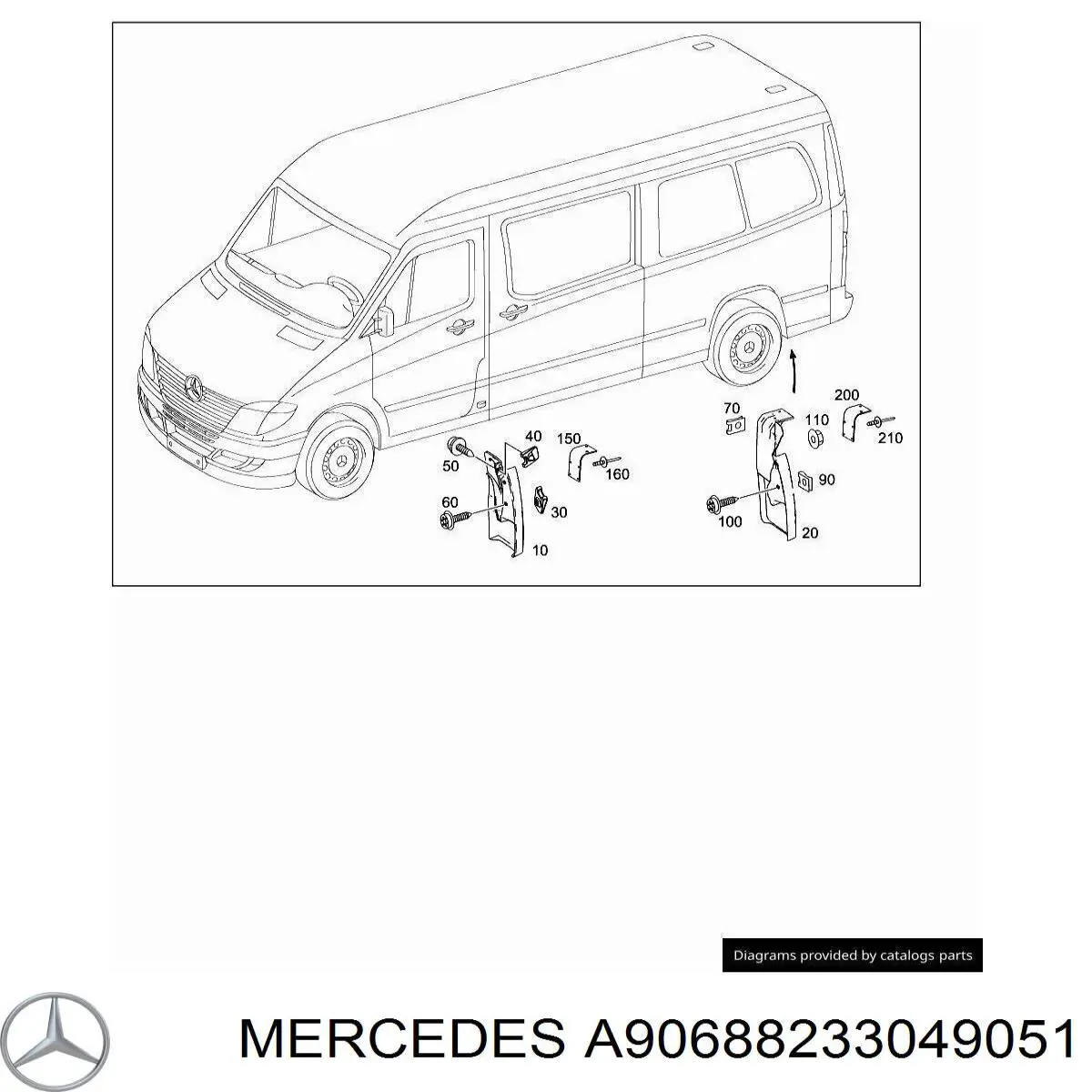 A90688233049051 Mercedes Guardabarros trasero izquierdo