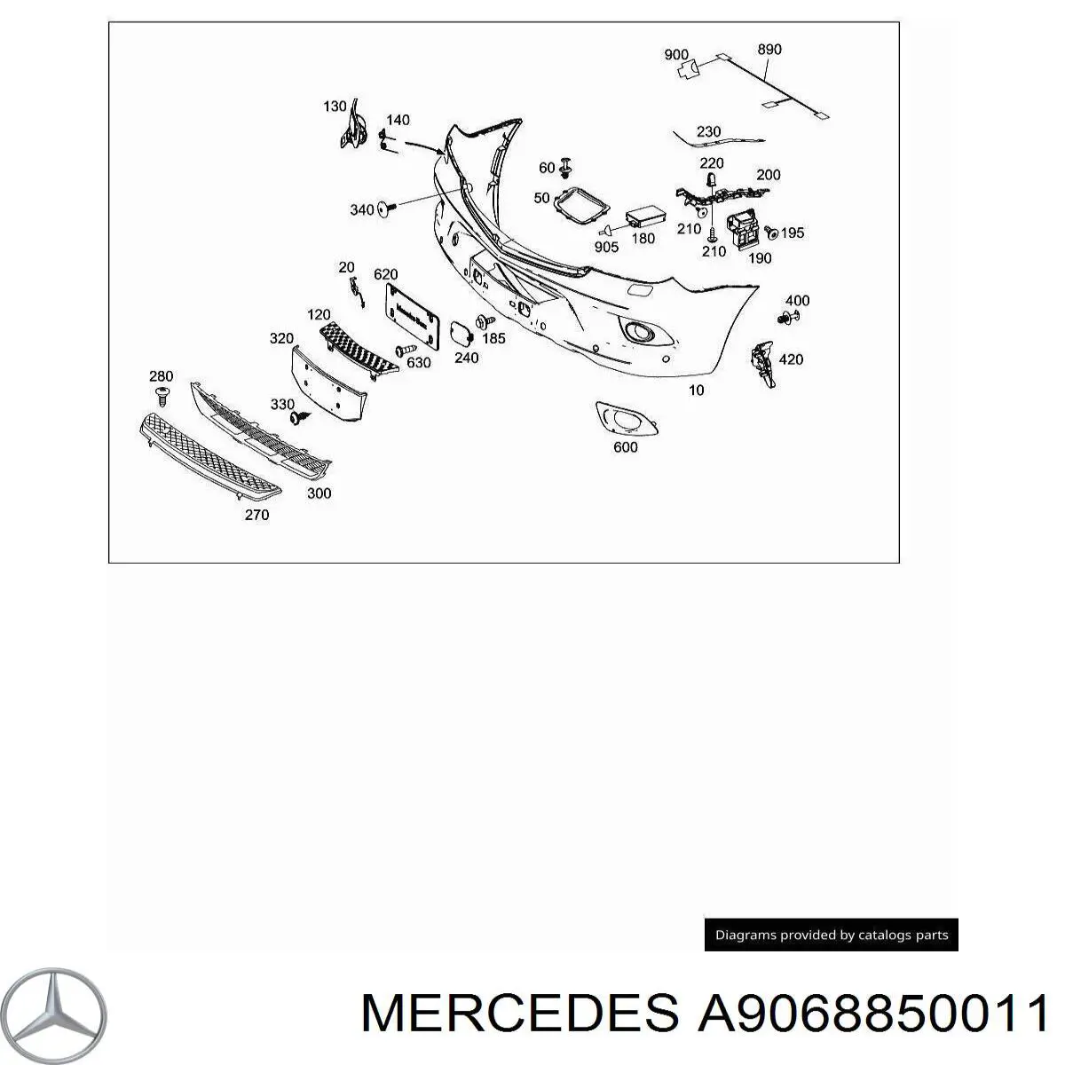 A9068850011 Mercedes listón embellecedor/protector, parachoques delantero