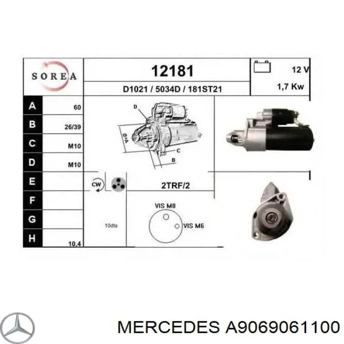 Motor de arranque A000906240280 Mercedes