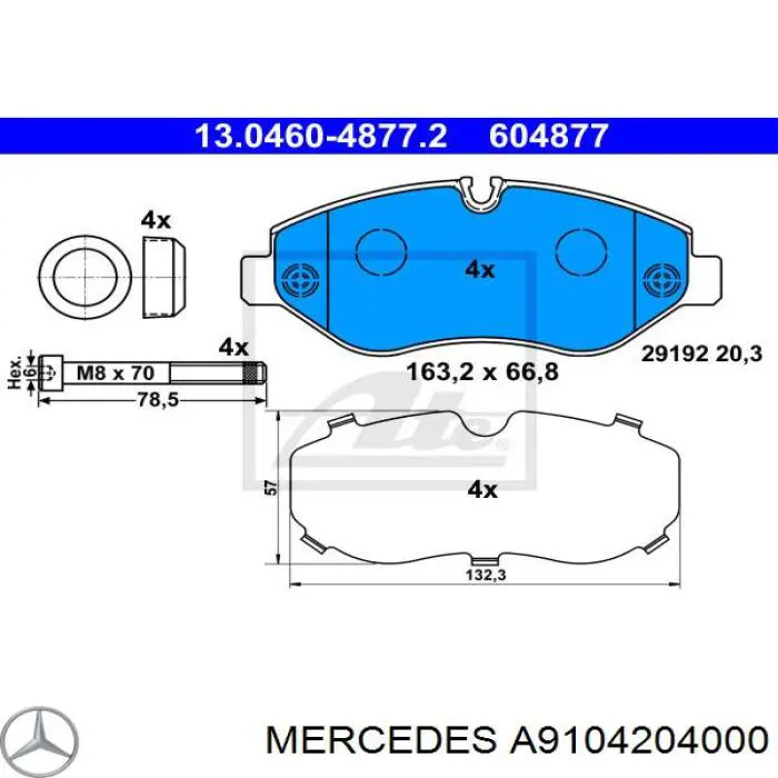Comprar A9104204000 Mercedes Pastillas delanteras de freno