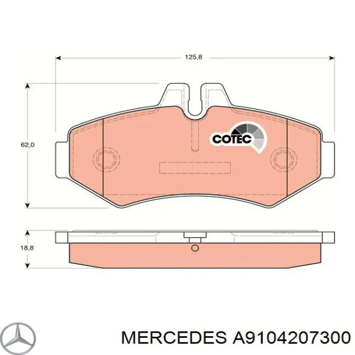 Pastillas de freno traseras A9104207300 Mercedes