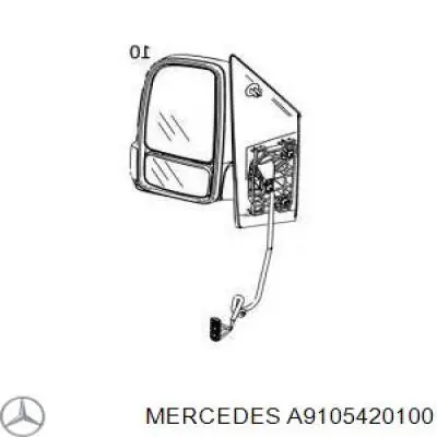 A9105420100 Mercedes cristal de espejo retrovisor exterior izquierdo