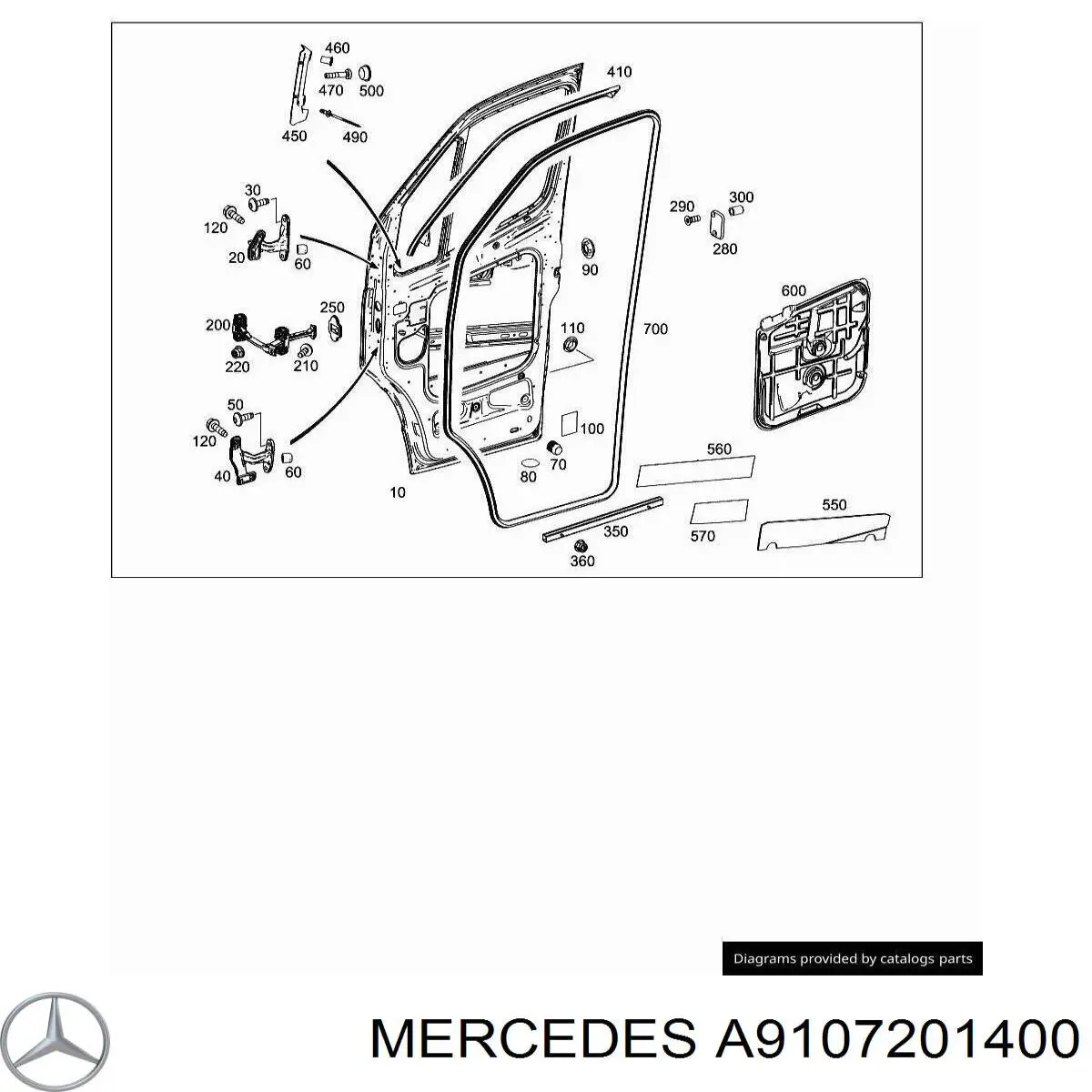 A9107201400 Mercedes Bisagra de puerta delantera izquierda