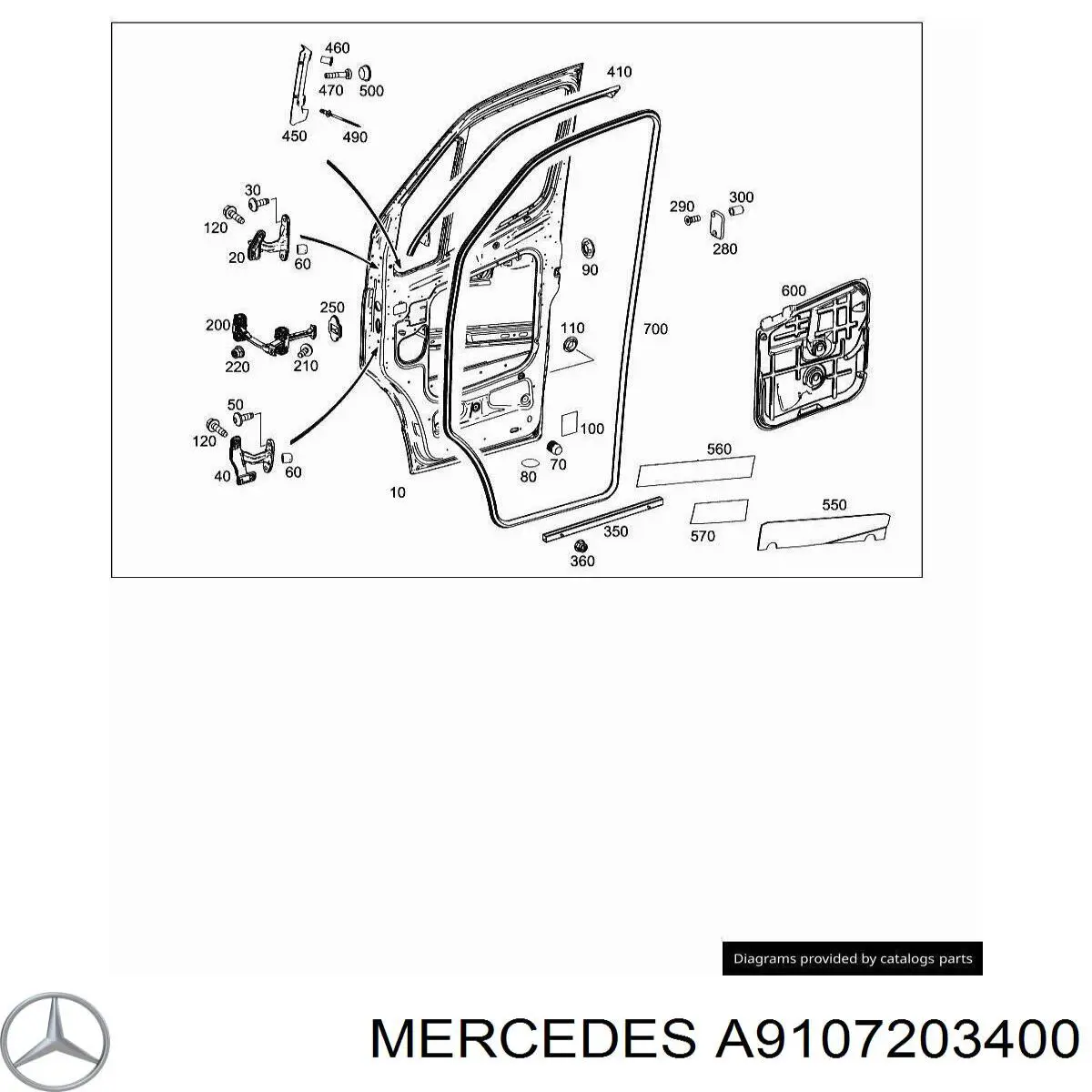 Junta de puerta delantera (en puerta) Mercedes Sprinter 3,5-t (907, 910)