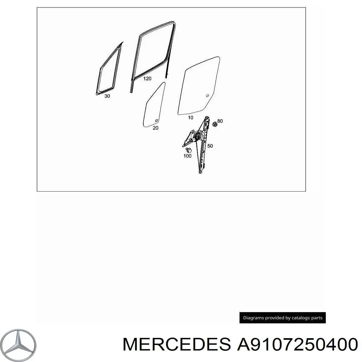 Guía de vidrio para el marco de la puerta delantera izquierda Mercedes Sprinter 3,5-t (907, 910)