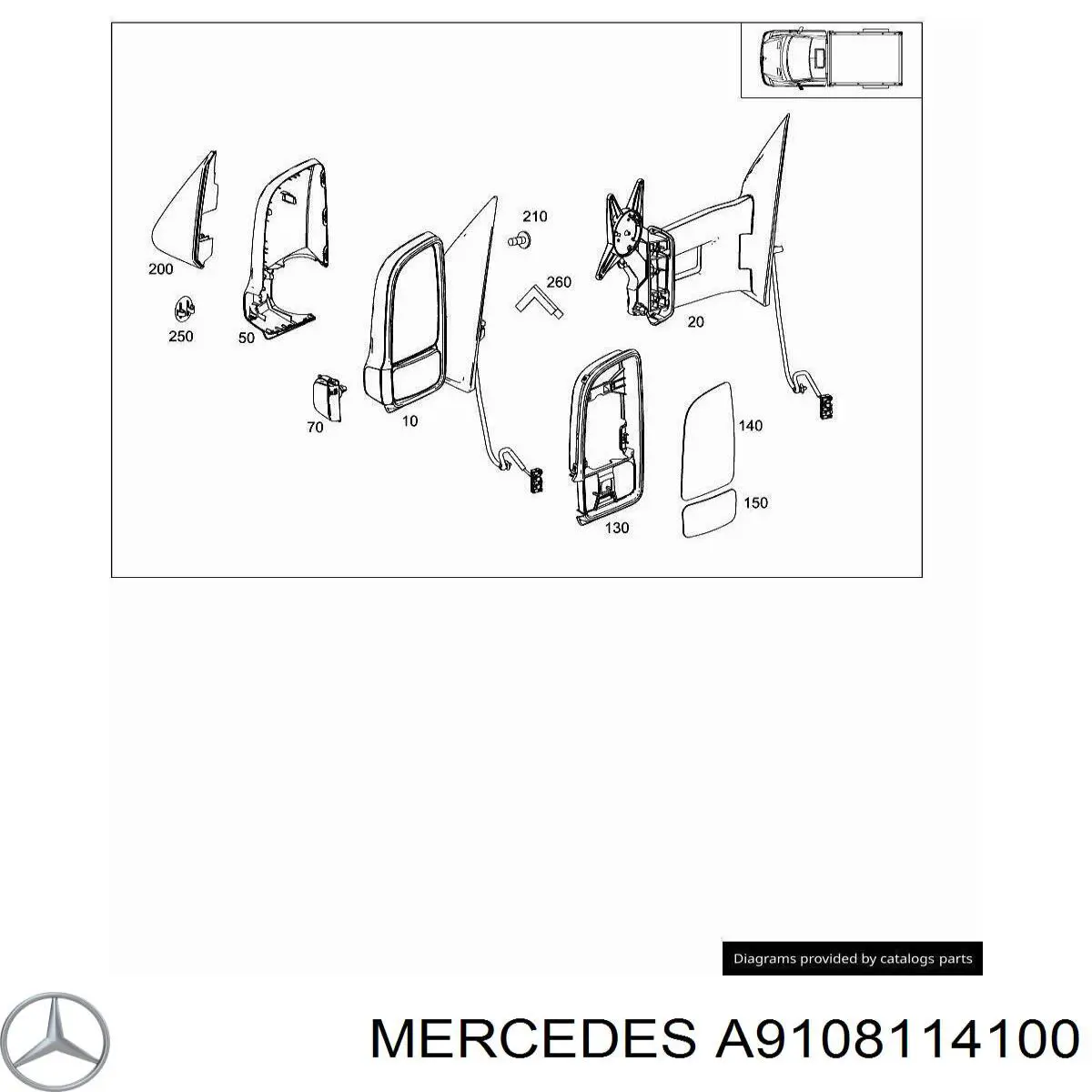 Cubierta del retrovisor del conductor para Mercedes Sprinter (907, 910)