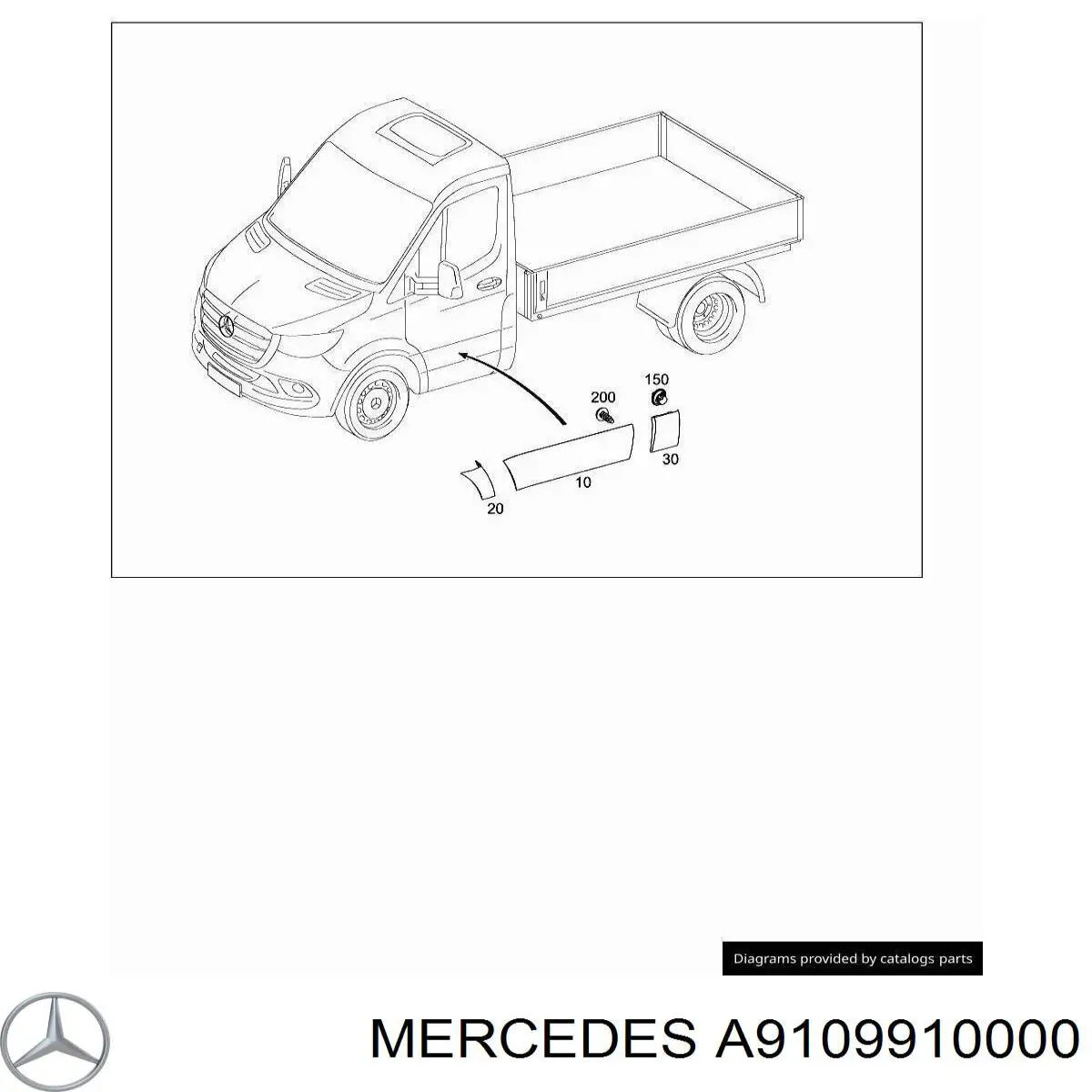 Comprar A9109910000 Mercedes Clip de fijación de moldura de puerta