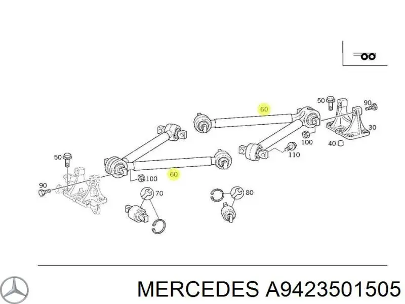 A9423501505 Mercedes barra oscilante, suspensión de ruedas, brazo triangular